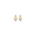 Women's Gold-Toned Teardrop Design White AD Stone Stud Earrings