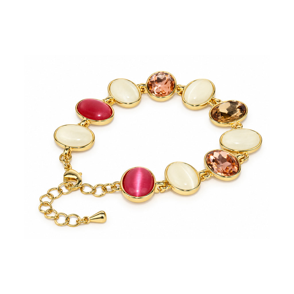 Women’s Elegant Multicolor Crystal Oval Link Bracelet