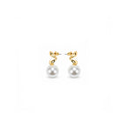 Women's Gold-Toned Contemporary Twisted Design Pearl Drop Earrings