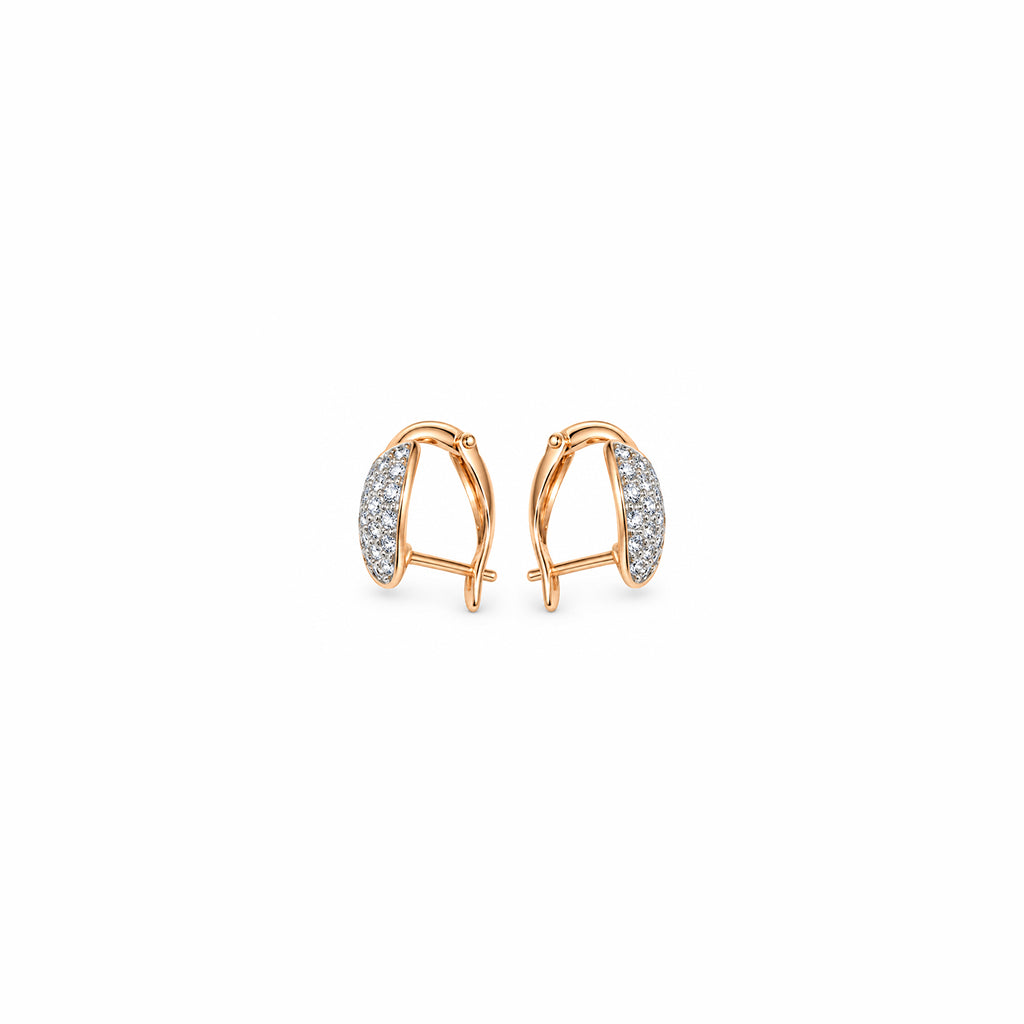 Women's Elegant Gold-Toned Pave Crystal-Studded Triangle Drop Earrings