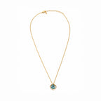Women's Gold-Toned Blue Teardrop Stone-Studded Pendant Necklace & Earrings Jewellery Set