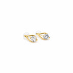 Women's Gold-Toned Teardrop Design White AD Stone Stud Earrings