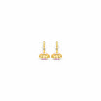 Women’s Gold-Toned Pink Crystal Floral Stud Earrings
