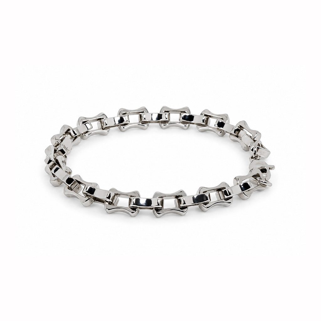 Men’s Silver-Toned Geometric Link Chain Bracelet
