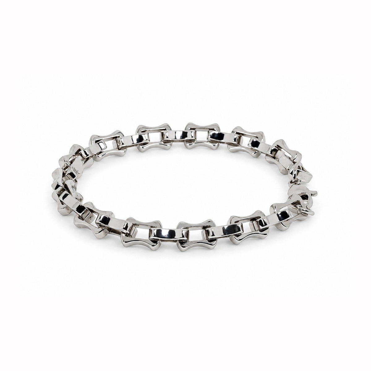 Men’s Silver-Toned Geometric Link Chain Bracelet