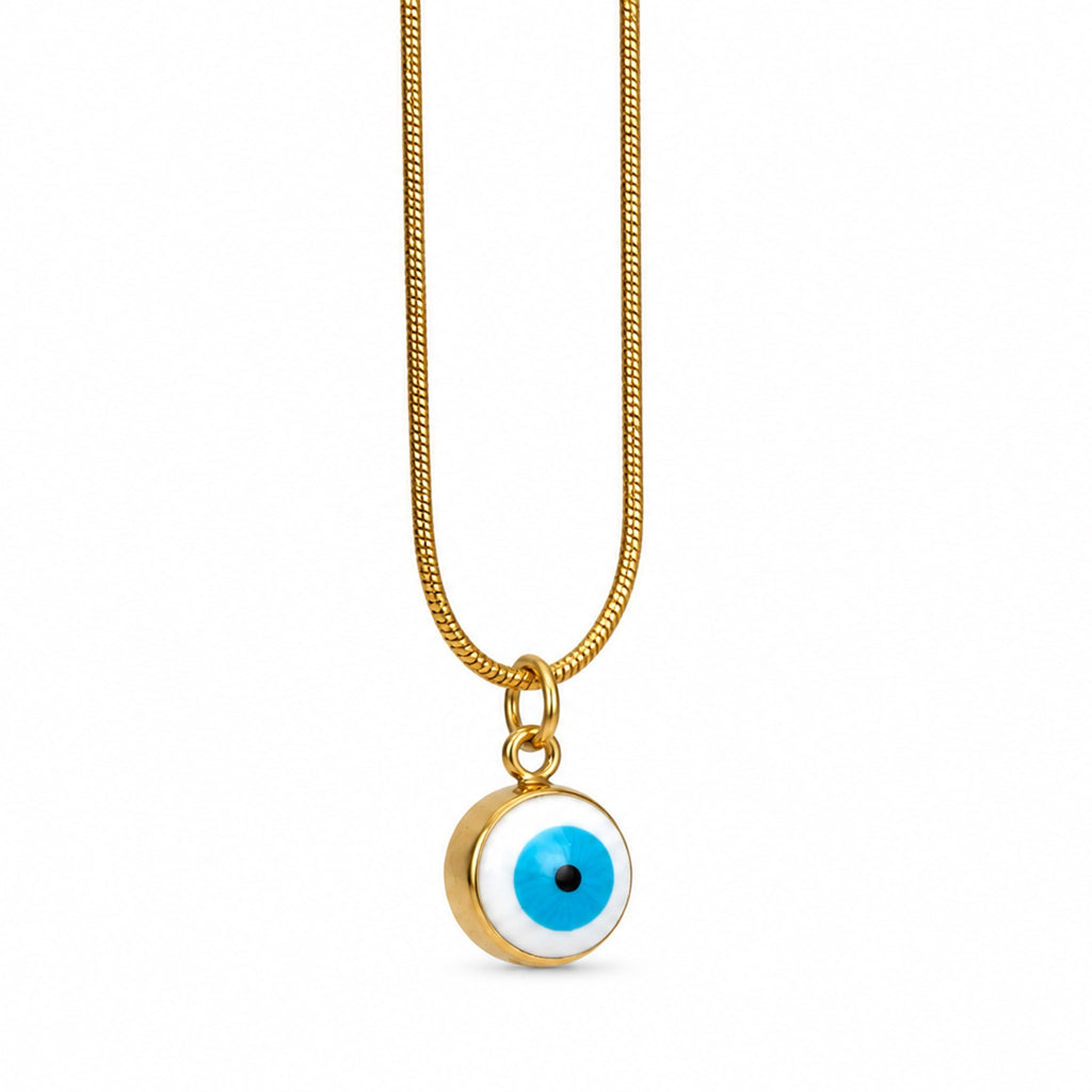 Gold-Toned Blue Evil Eye Pendant Necklace for Women
