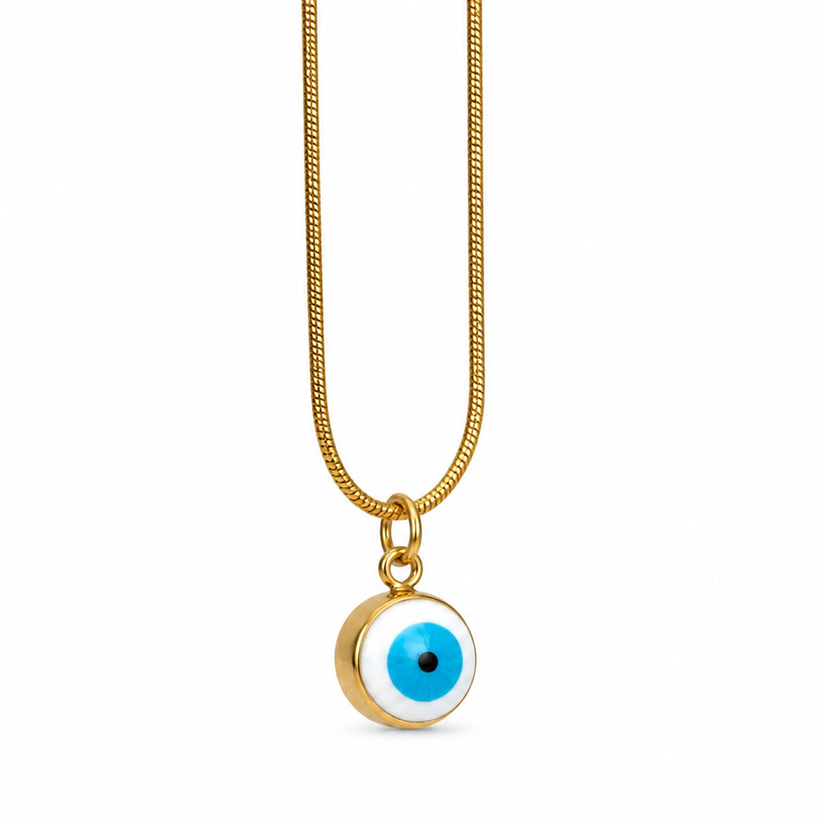 Gold-Toned Blue Evil Eye Pendant Necklace for Women