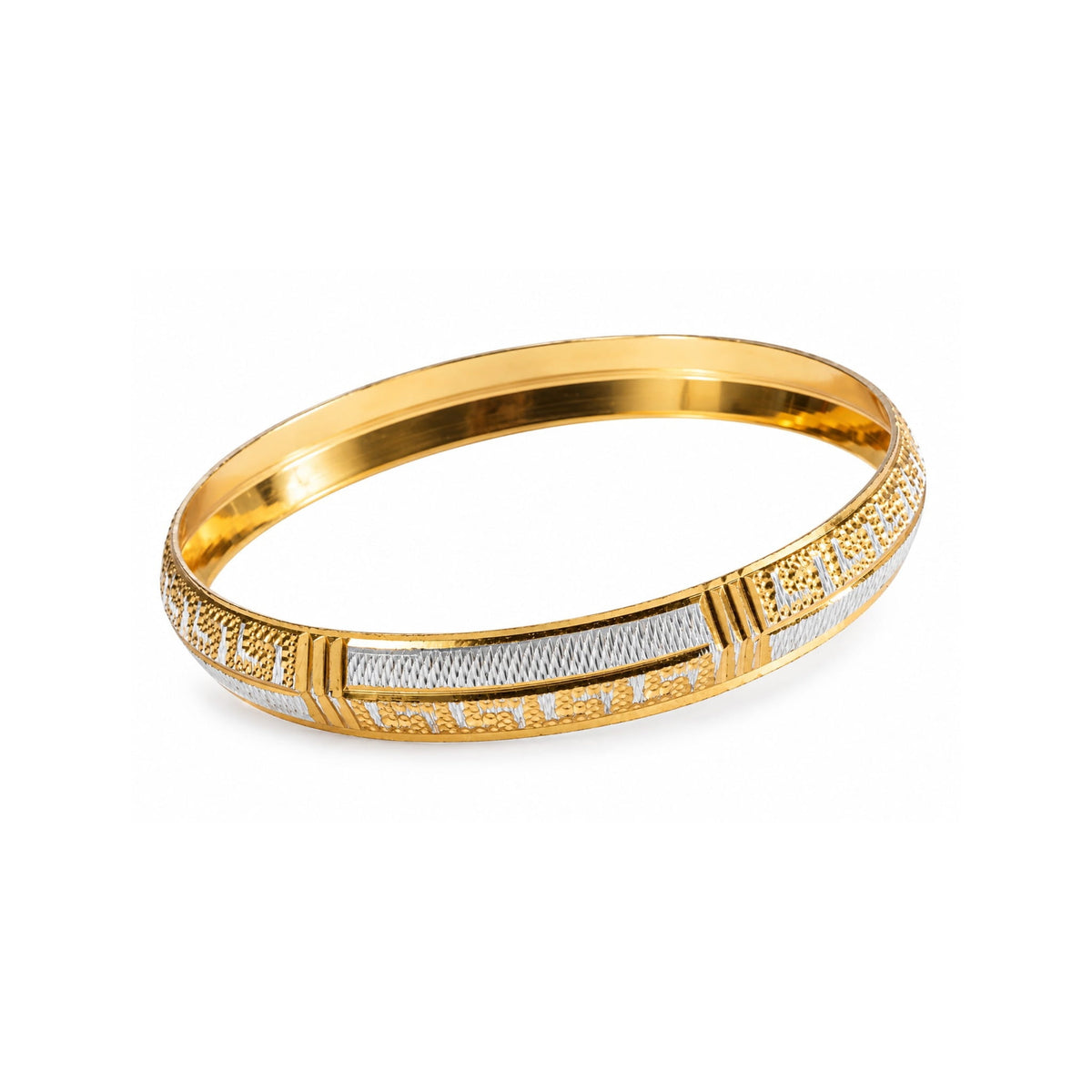 Men’s Gold & Silver-Toned Textured Designer Kada Bracelet