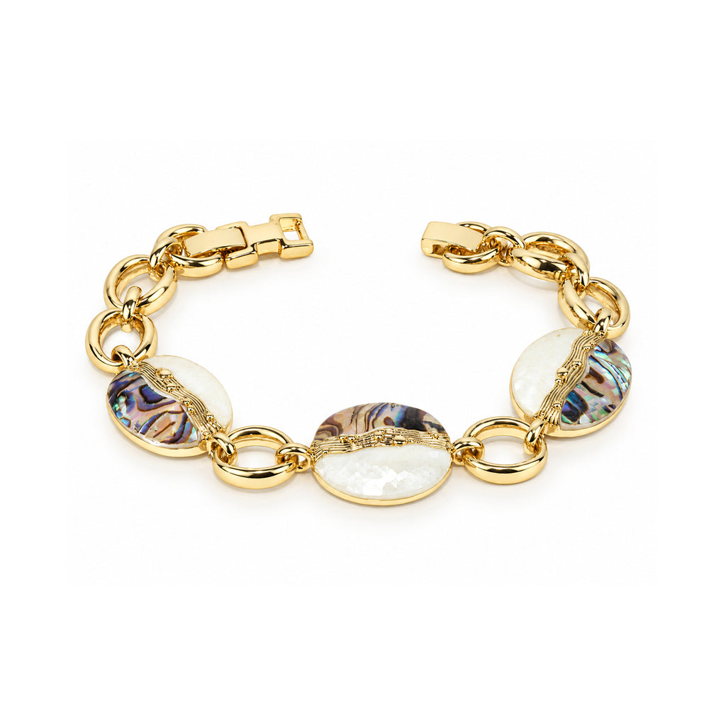 Women’s Gold-Toned Abalone Shell Statement Link Bracelet