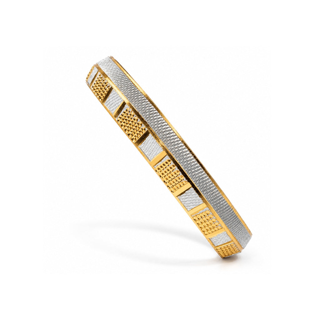 Men’s Dual-Tone Gold & Silver Textured Kada Bracelet