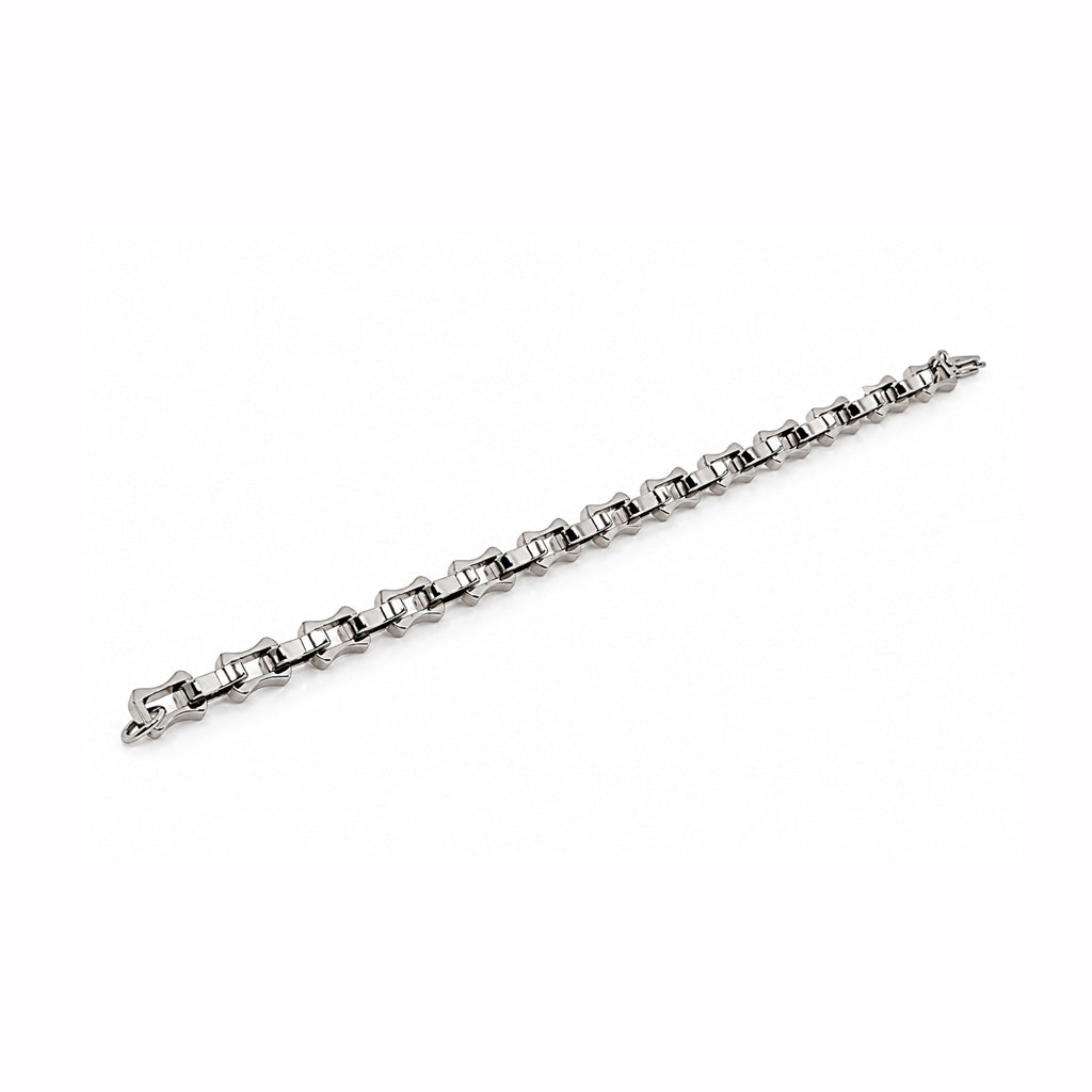 Men’s Silver-Toned Geometric Link Chain Bracelet