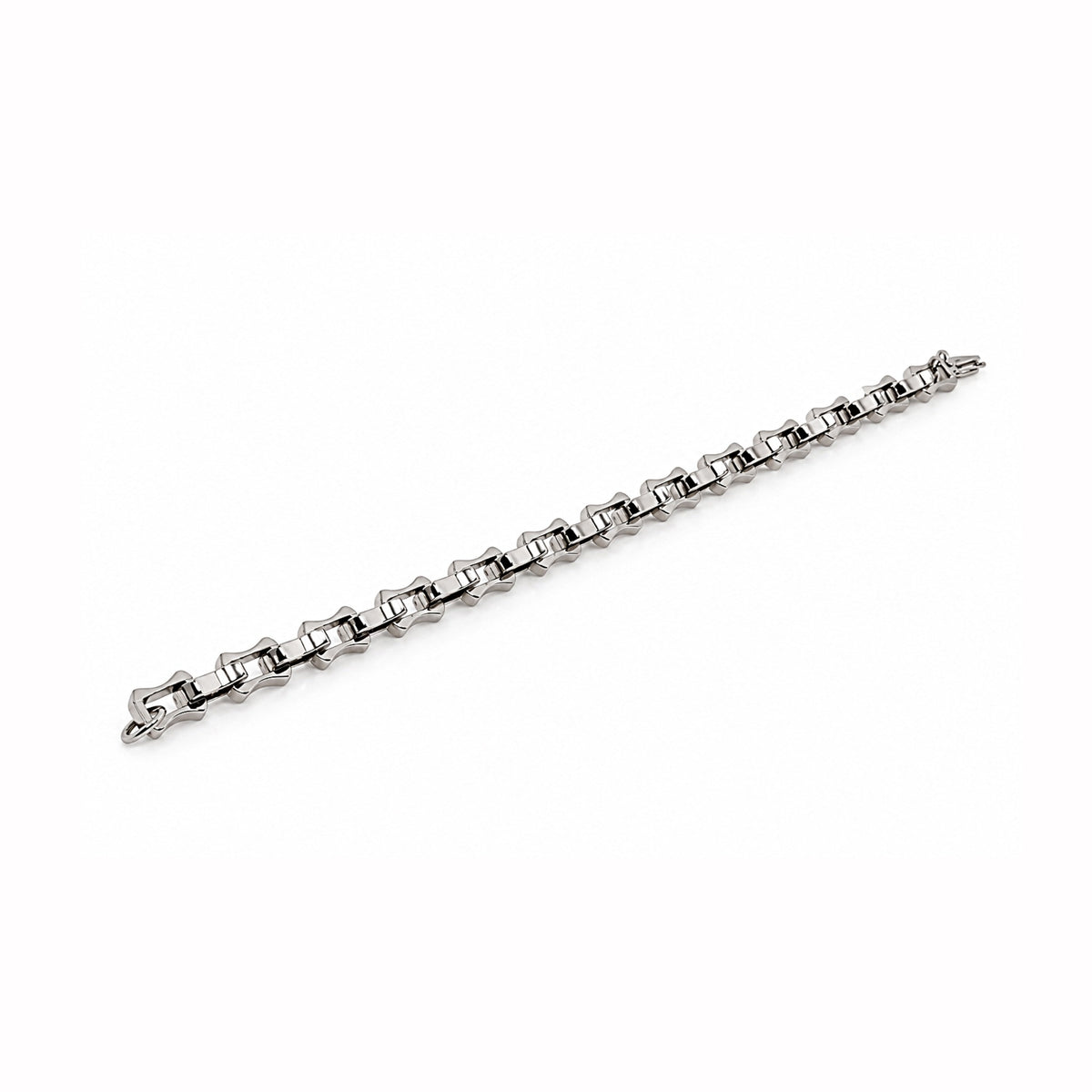 Men’s Silver-Toned Geometric Link Chain Bracelet