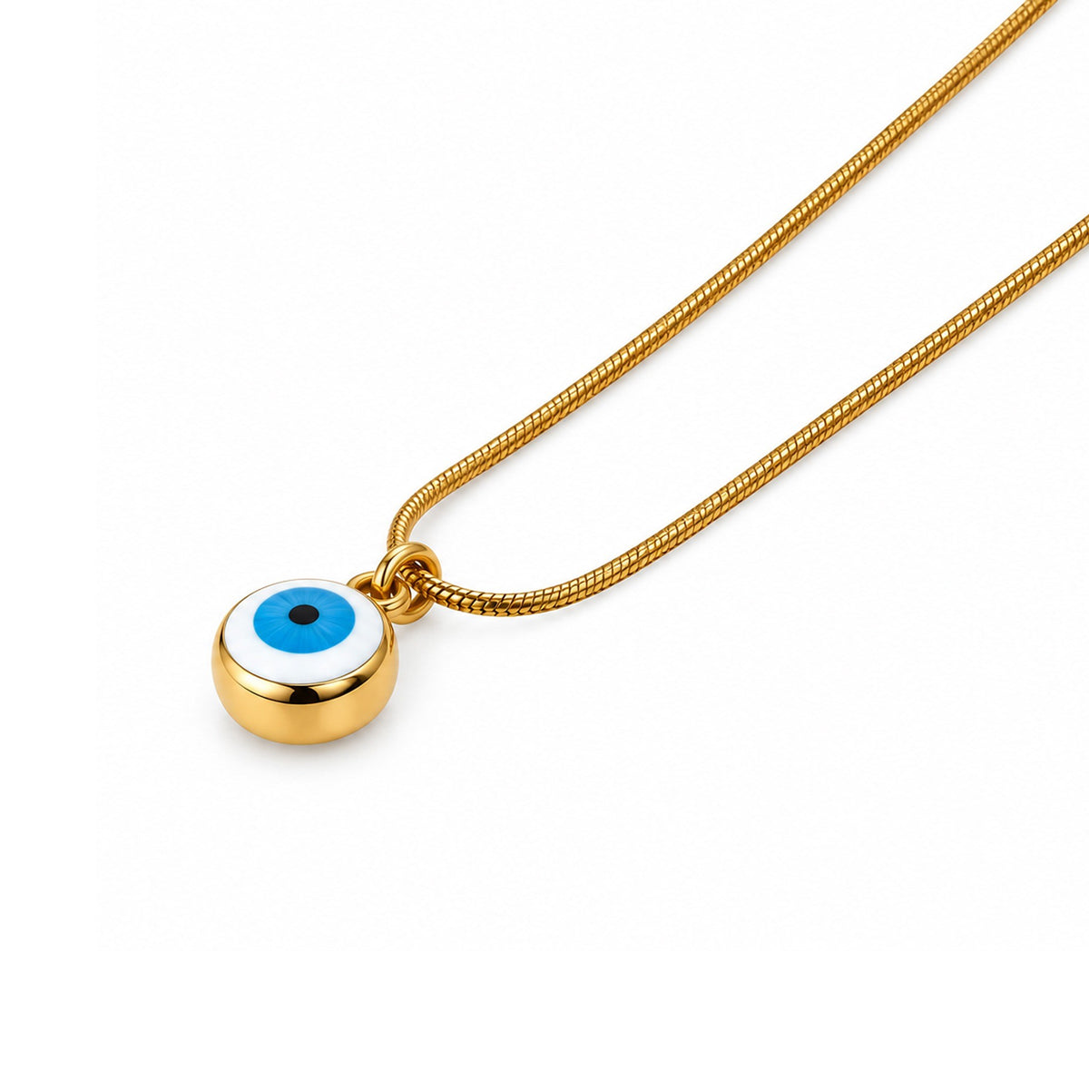 Gold-Toned Blue Evil Eye Pendant Necklace for Women