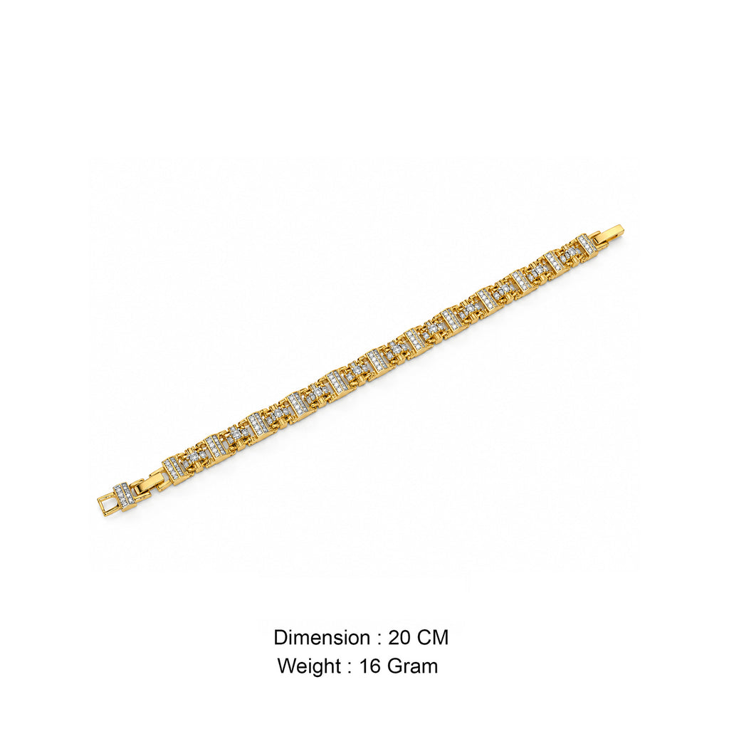 Men’s Gold-Toned Crystal Studded Link Bracelet
