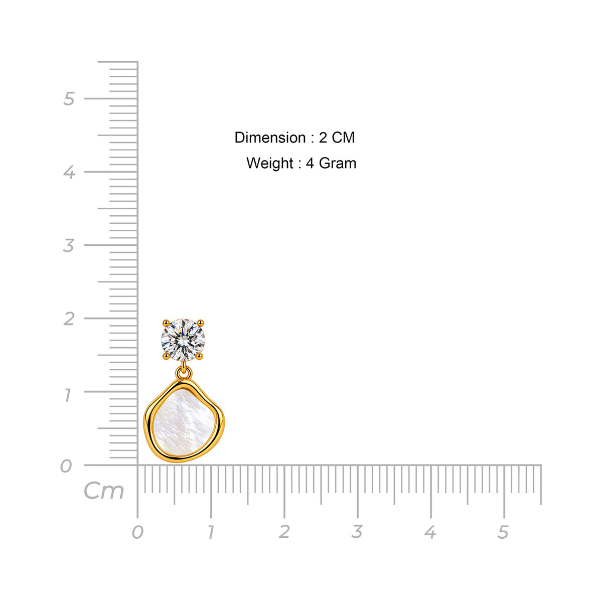 Women's Gold-Toned White Stone-Studded Mother-of-Pearl Effect Drop Earrings