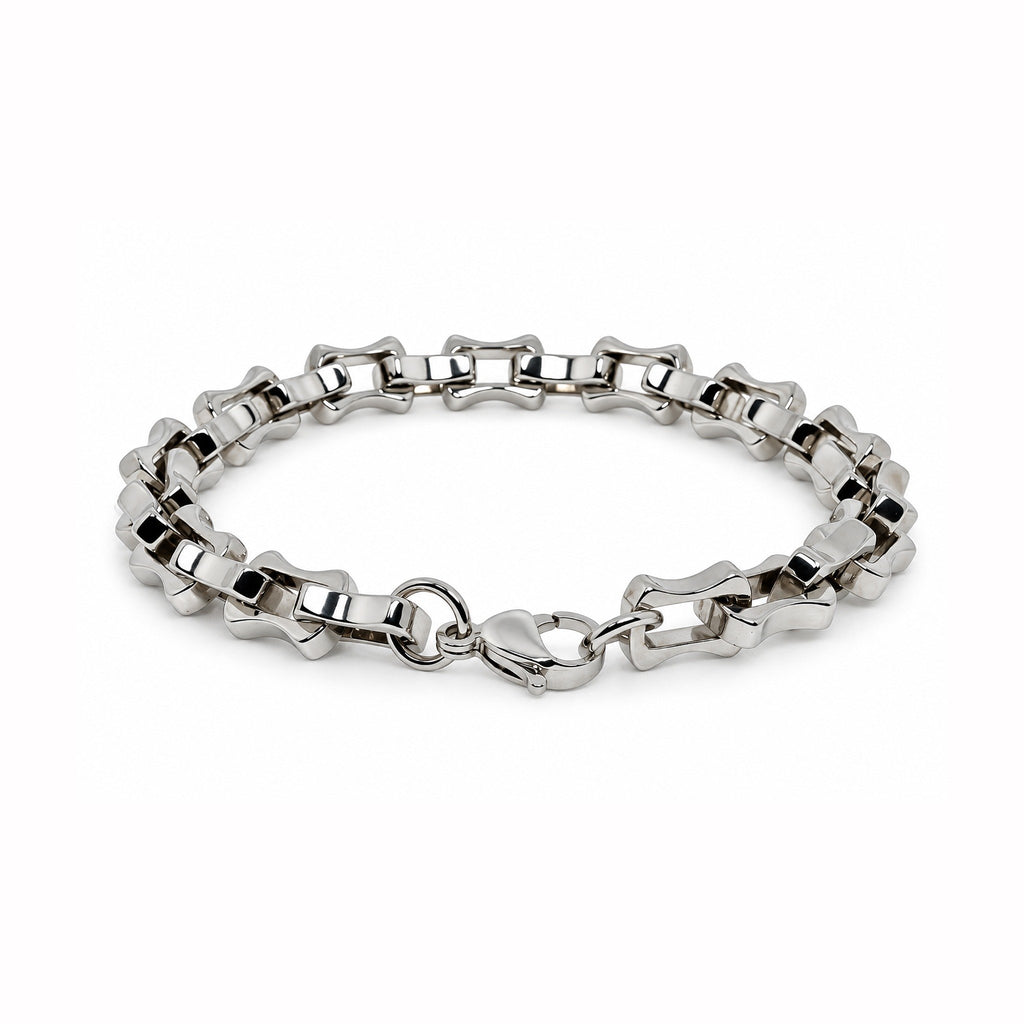 Men’s Silver-Toned Geometric Link Chain Bracelet