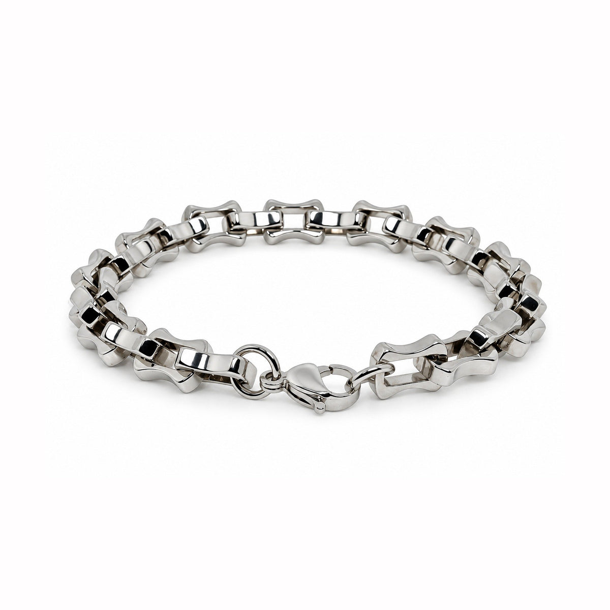 Men’s Silver-Toned Geometric Link Chain Bracelet
