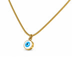 Gold-Toned Blue Evil Eye Pendant Necklace for Women
