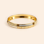 Men’s Gold & Silver-Toned Textured Designer Kada Bracelet