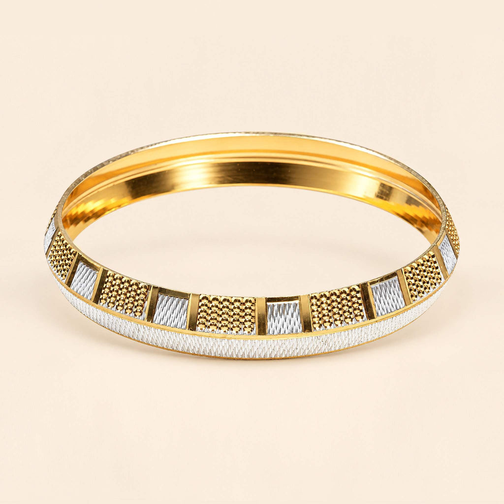 Men’s Dual-Tone Gold & Silver Textured Kada Bracelet