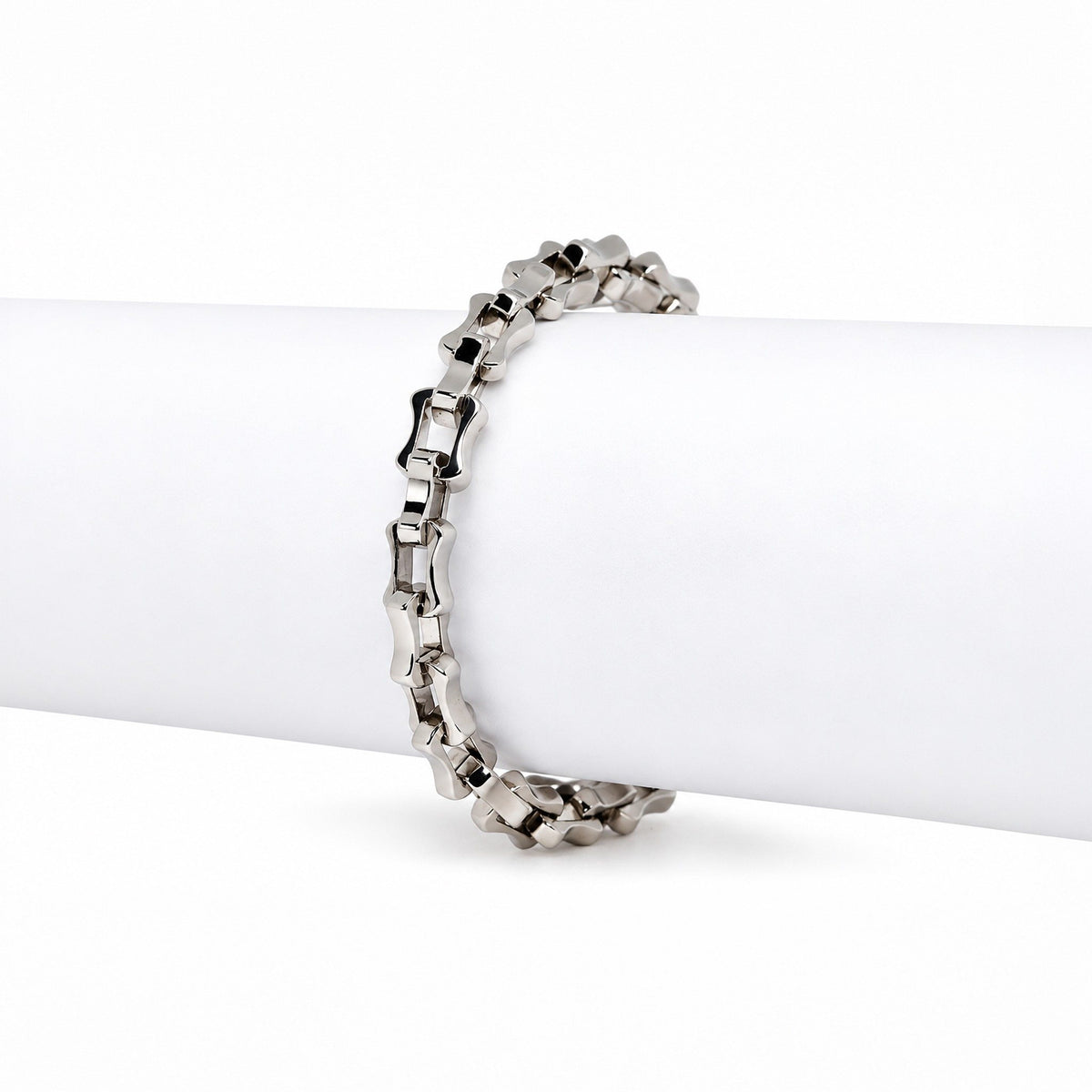 Men’s Silver-Toned Geometric Link Chain Bracelet