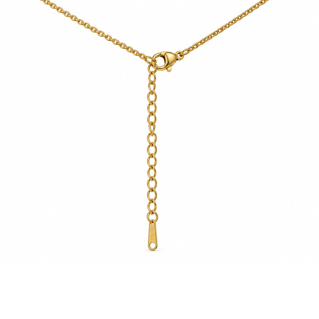 Gold-Toned Infinity Pendant Necklace with Green Heart Stone for Women