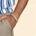 Men’s Dual-Tone Gold & Silver Textured Kada Bracelet