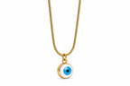 Gold-Toned Blue Evil Eye Pendant Necklace for Women