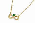 Gold-Toned Infinity Pendant Necklace with Green Heart Stone for Women