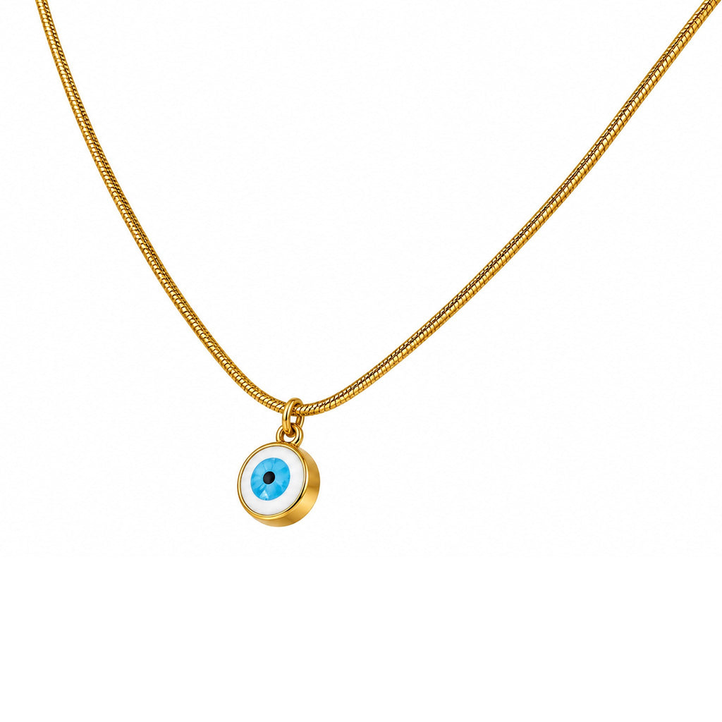 Gold-Toned Blue Evil Eye Pendant Necklace for Women
