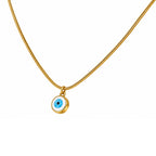 Gold-Toned Blue Evil Eye Pendant Necklace for Women