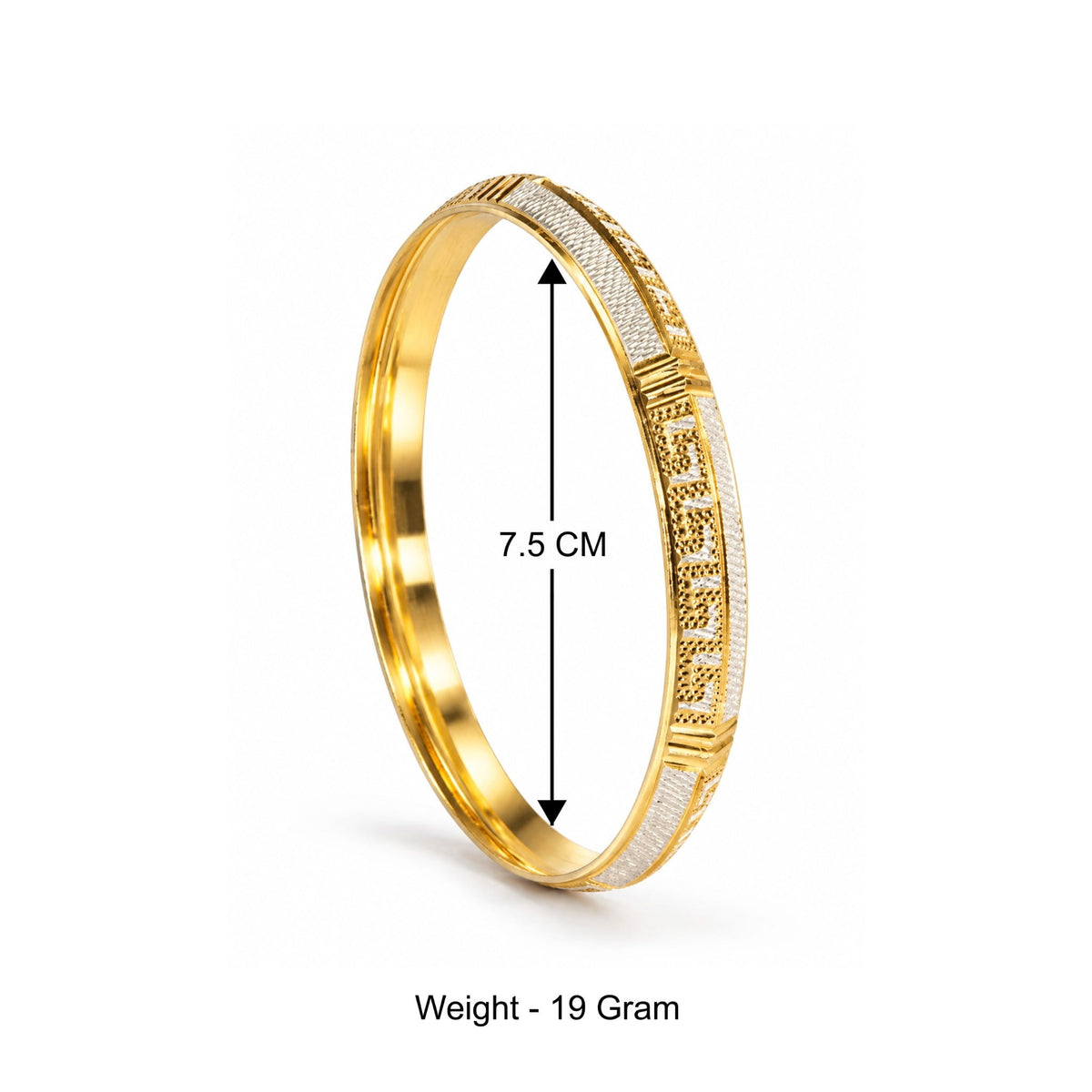 Men’s Gold & Silver-Toned Textured Designer Kada Bracelet