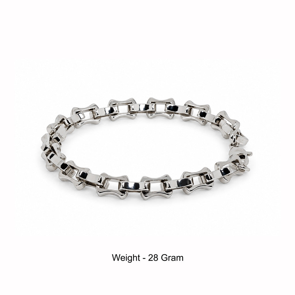 Men’s Silver-Toned Geometric Link Chain Bracelet