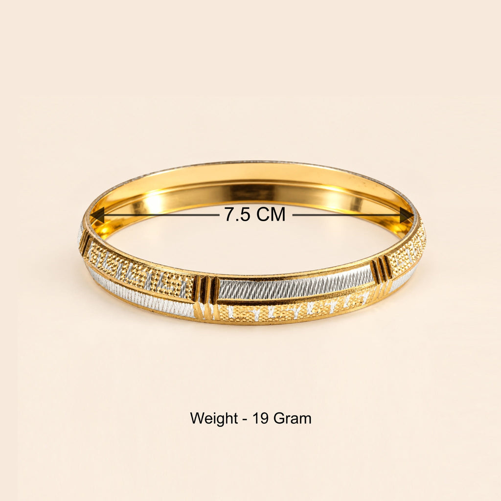 Men’s Gold & Silver-Toned Textured Designer Kada Bracelet