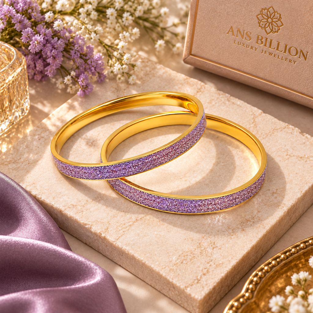 Elegant Gold Glitter Bangles for Women
