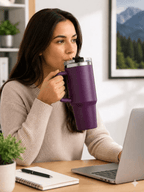 1 ltr Purple Stainless Steel Vacuum Insulated Tumbler, with Straw and Handle .. - ANS Billons