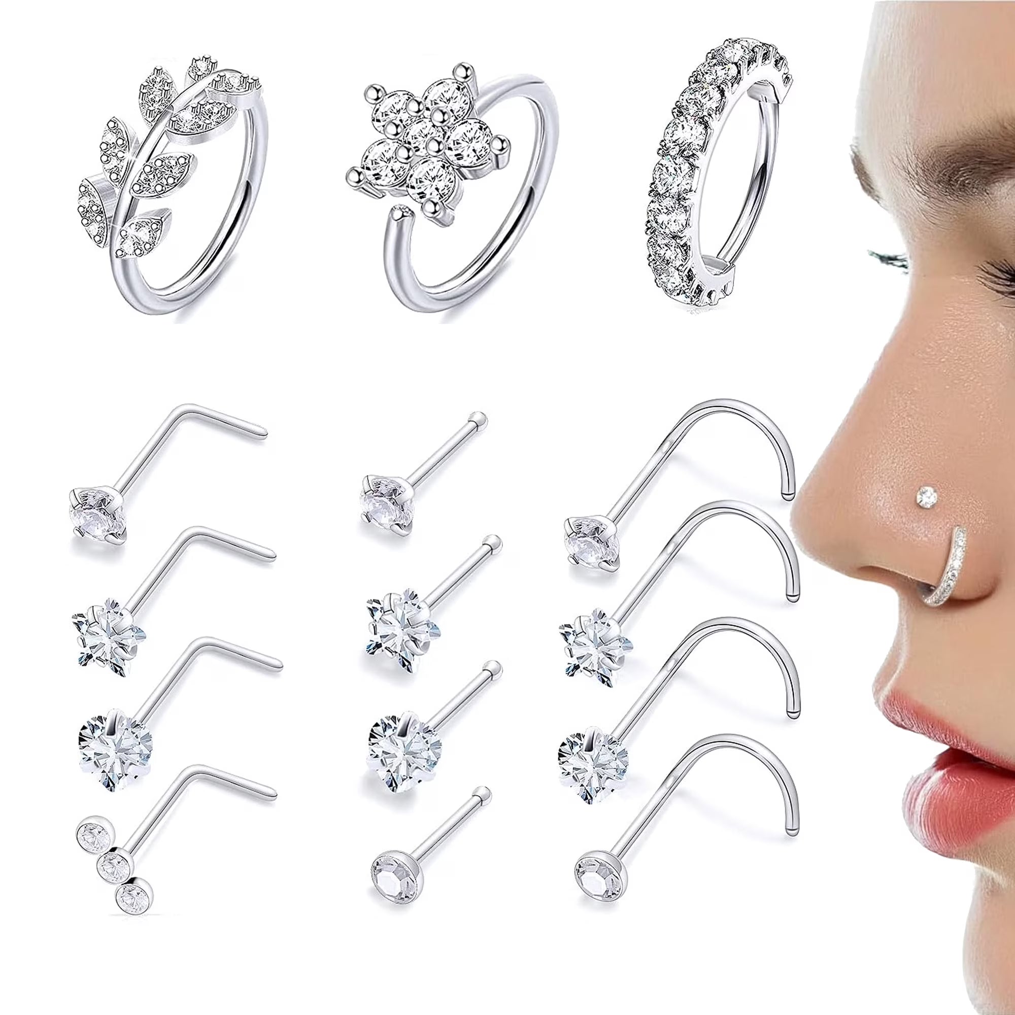 Nose Rings for Women Surgical Steel Nose Piercing Jewelry Hoop Nose Ring