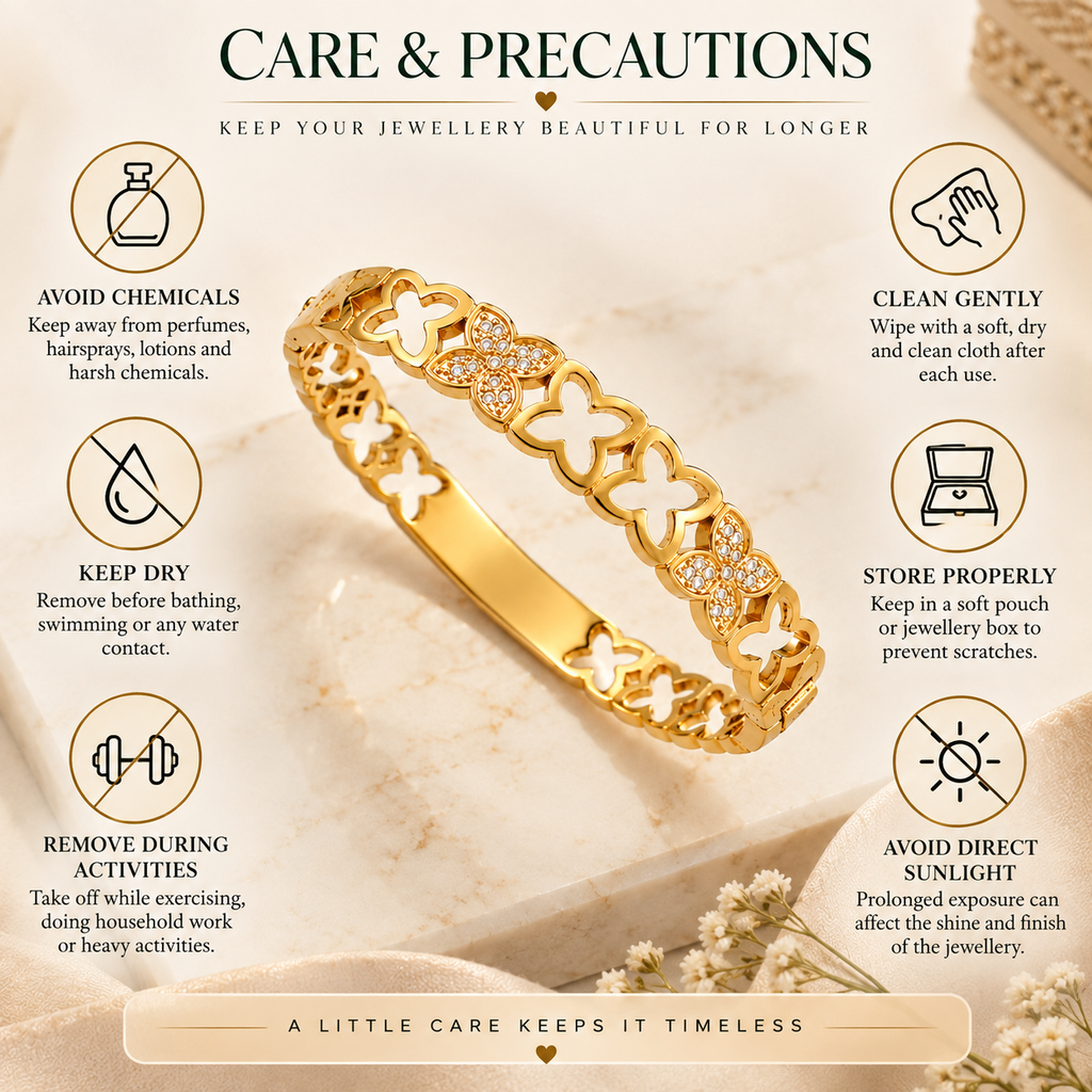 Gold Plated Floral Cut-Out Kada for Women