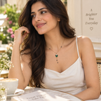 Emerald Butterfly Drop Gold Necklace for women