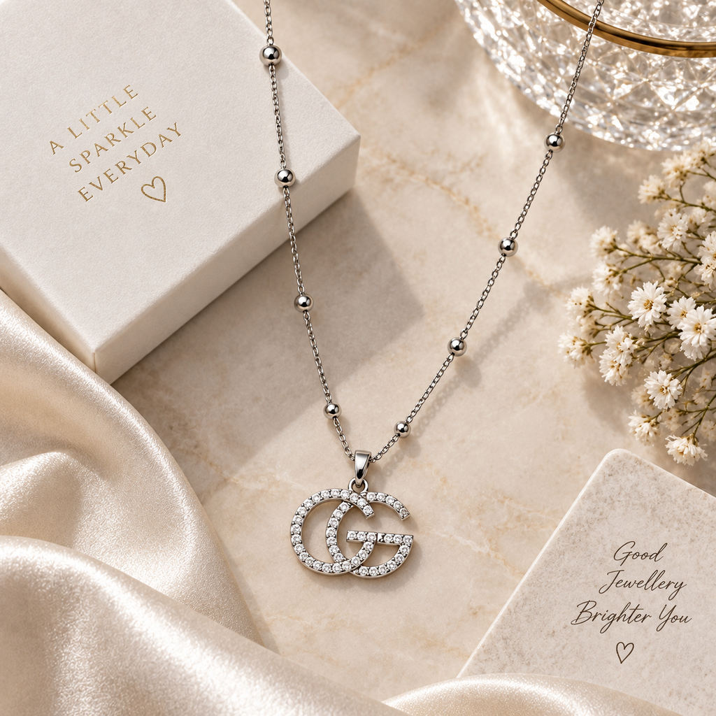 Elegant Crystal GG Pendant Necklace for Women