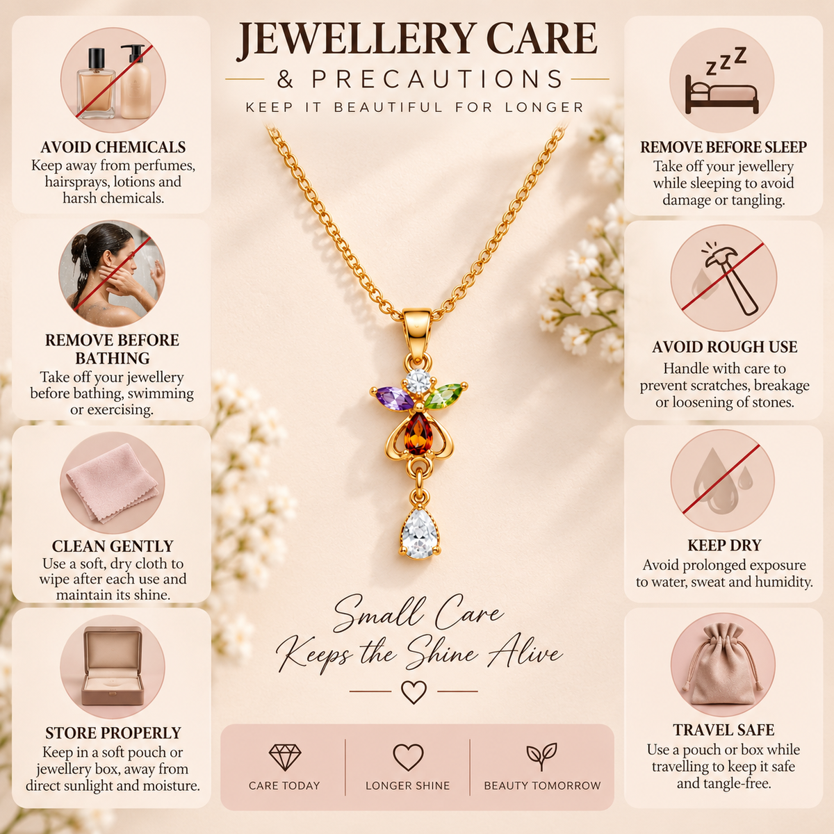 Multicolor Crystal Floral Drop Gold-Tone Pendant Necklace