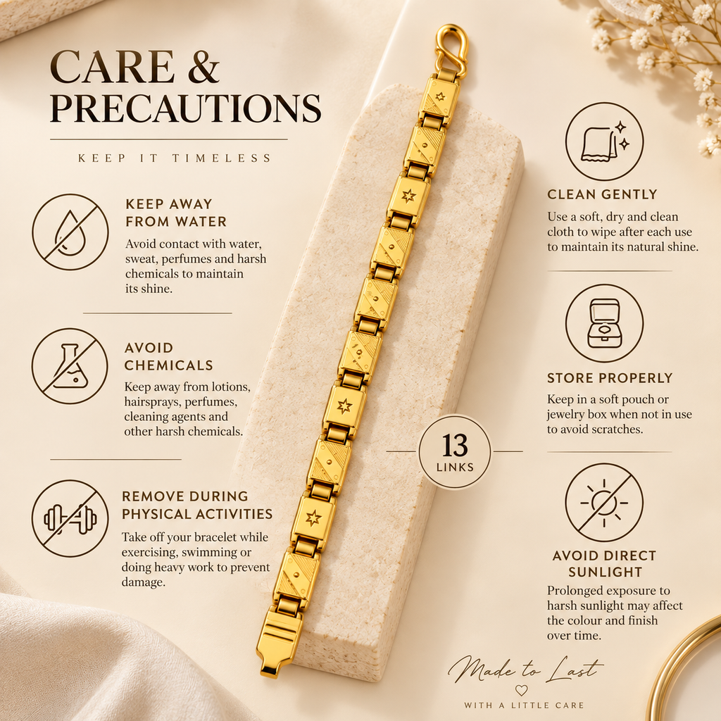 Premium Gold-Plated Men's Bracelet – Geometric Link Design