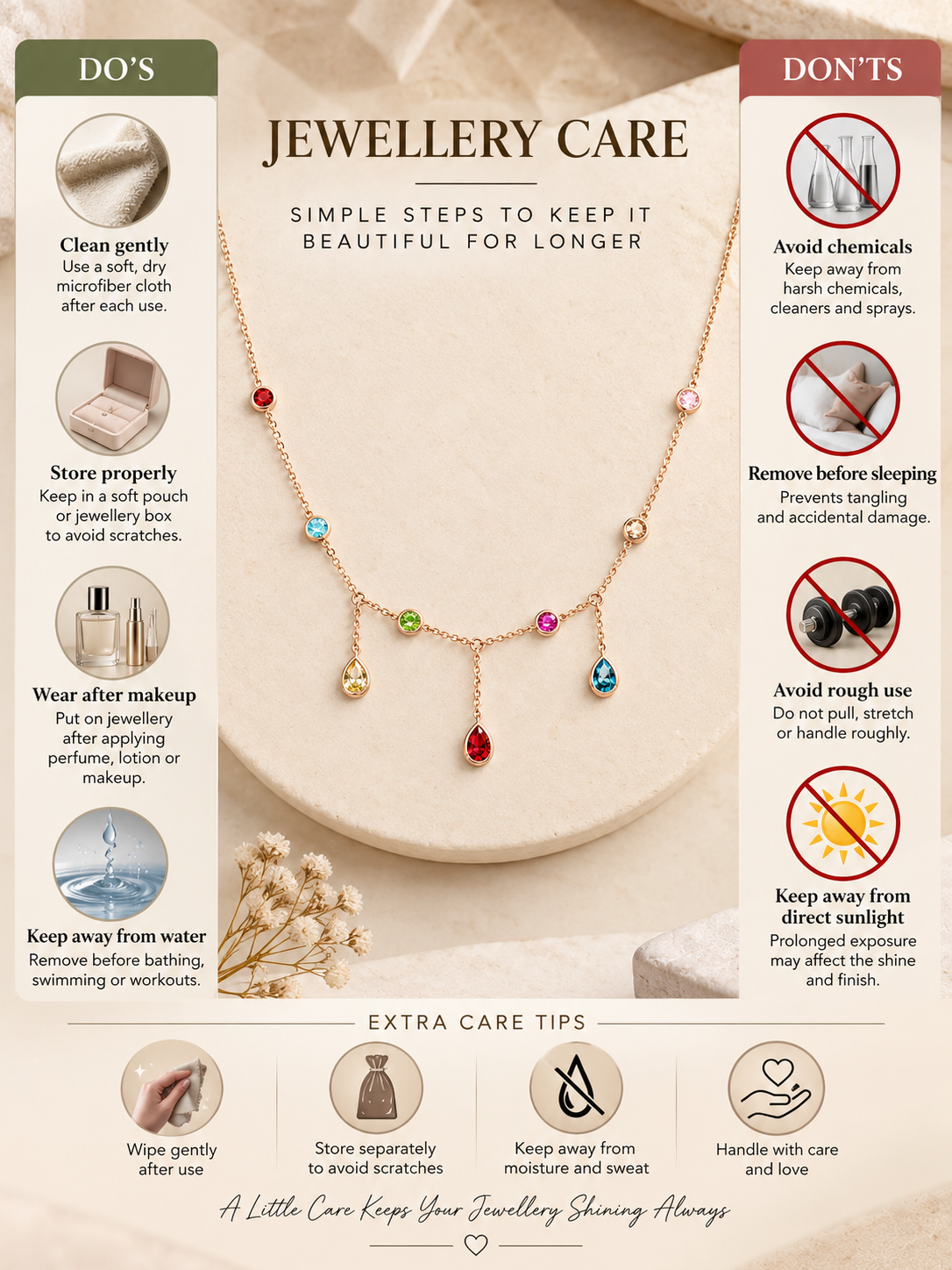 Rainbow Drop Rose Gold Necklace for women