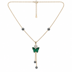Emerald Butterfly Drop Gold Necklace for women
