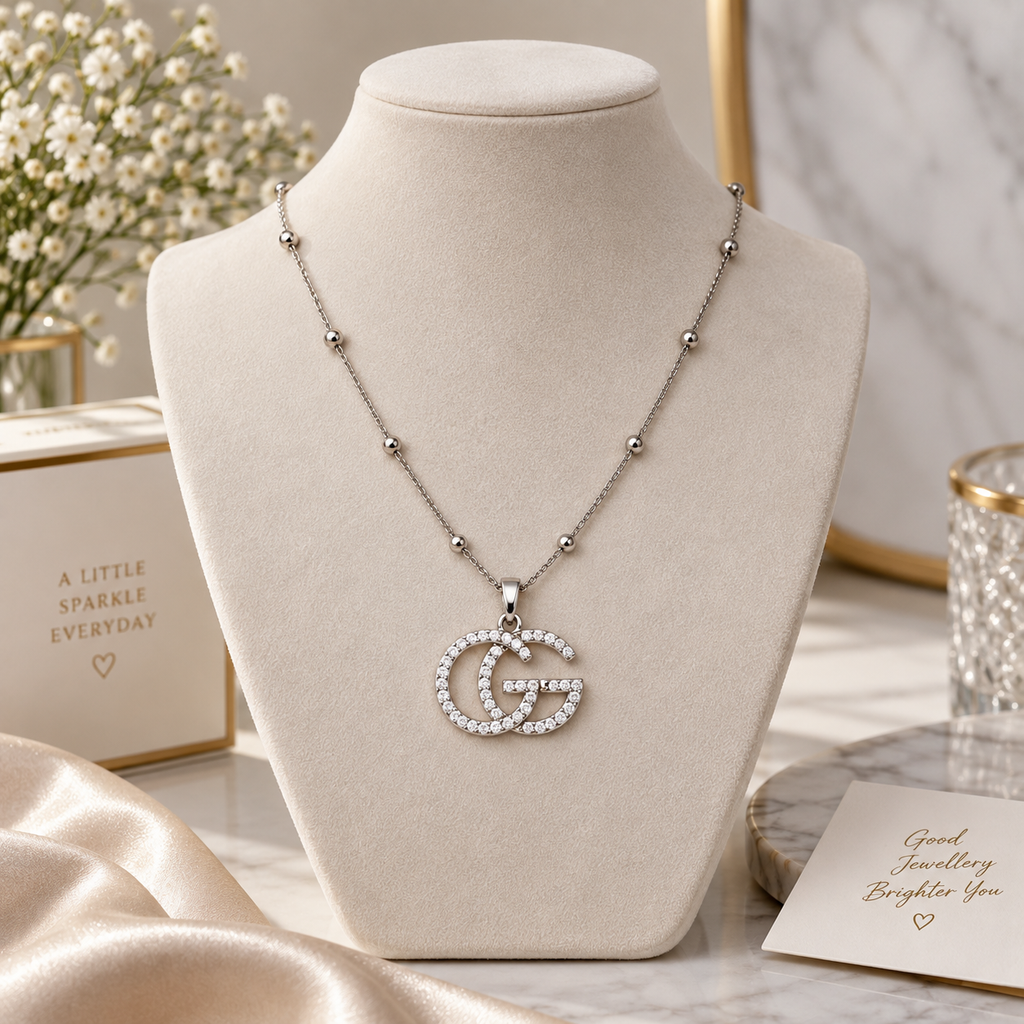 Elegant Crystal GG Pendant Necklace for Women
