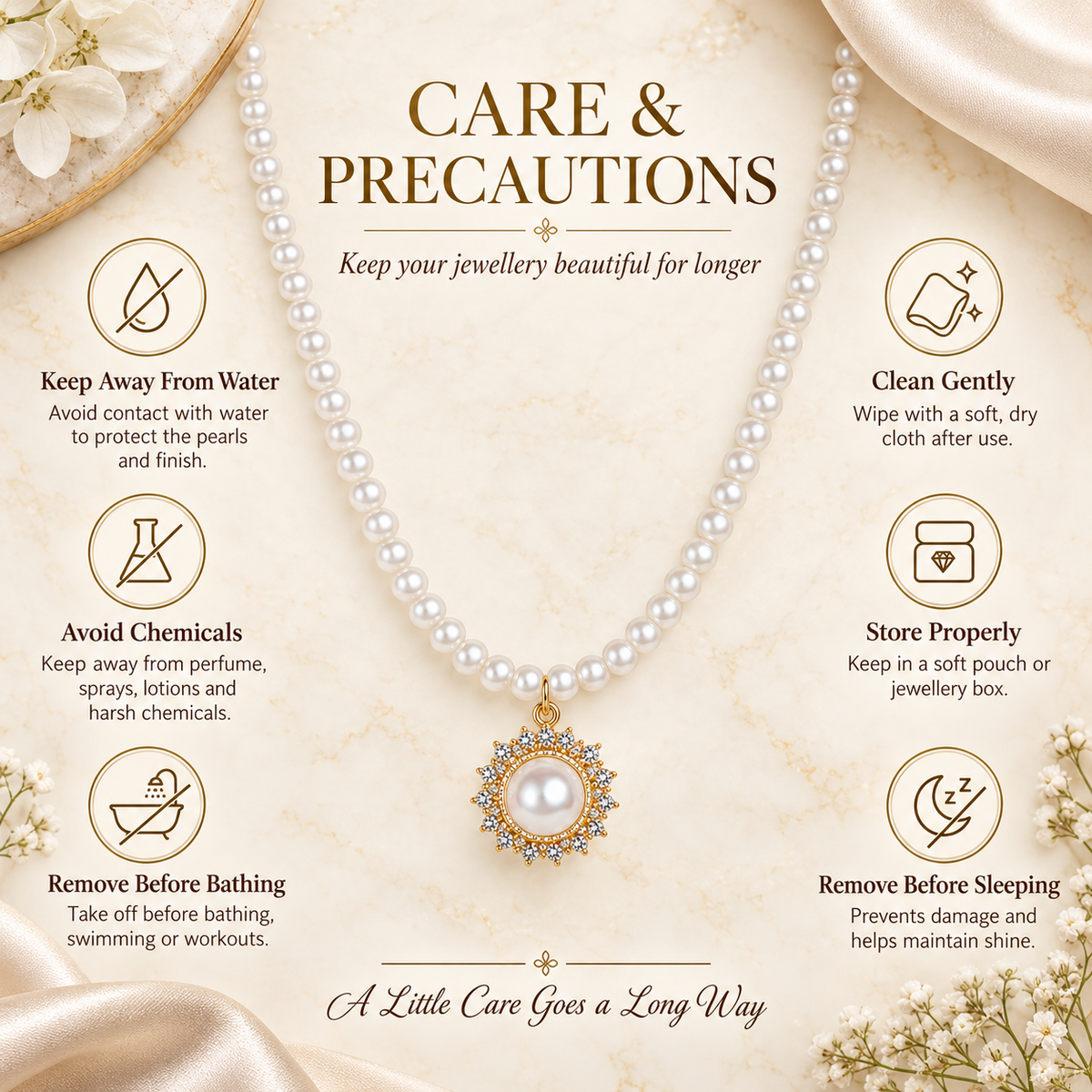 Classic Pearl Strand Necklace with Crystal Halo Pendant