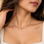 Clover Sparkle Rose Gold Charm Necklace for women