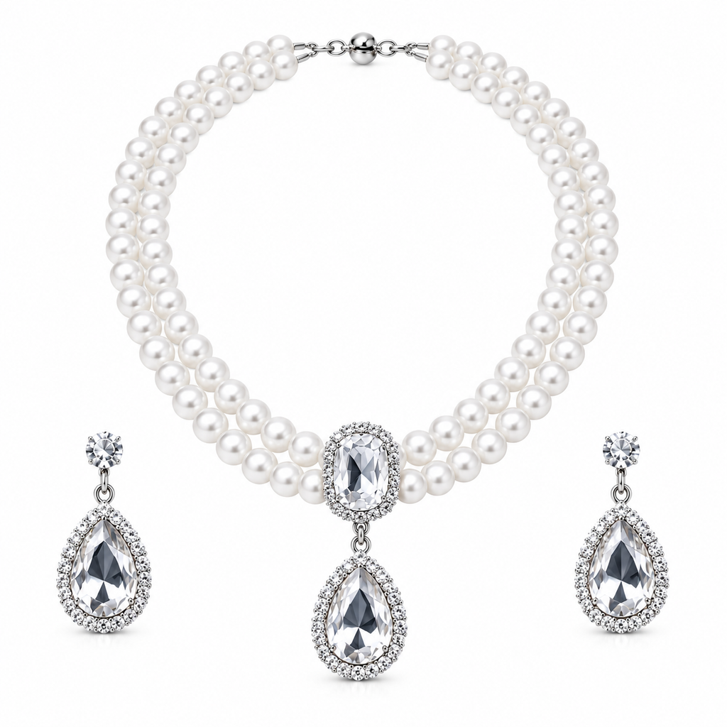 Luxury Pearl Necklace & Earrings Set