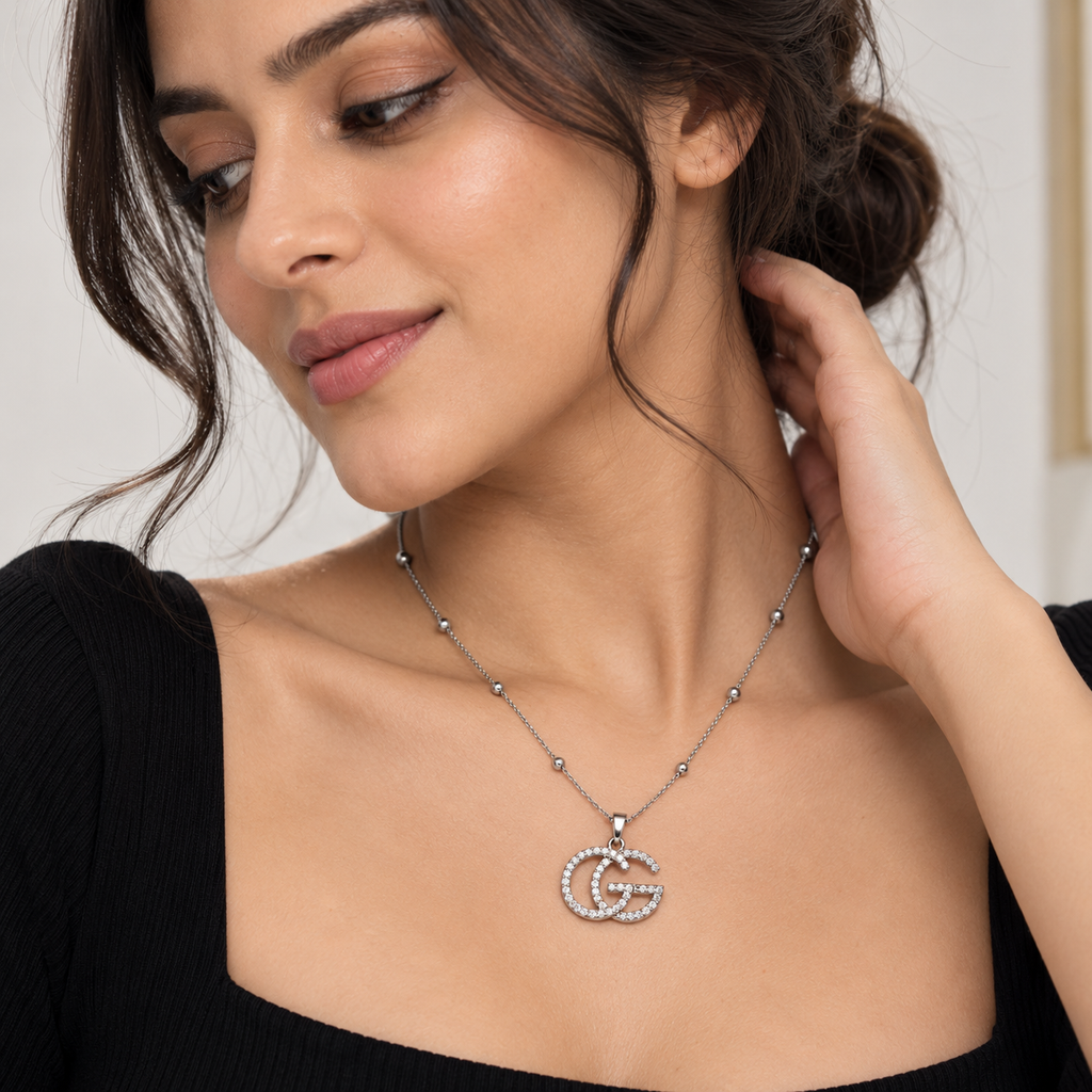 Elegant Crystal GG Pendant Necklace for Women