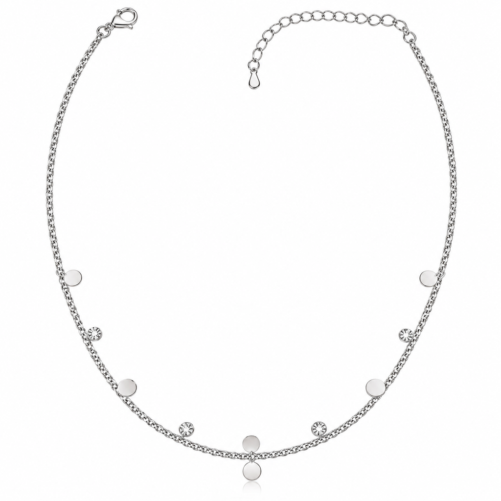 Silver Disc Sparkle Charm Necklace for women